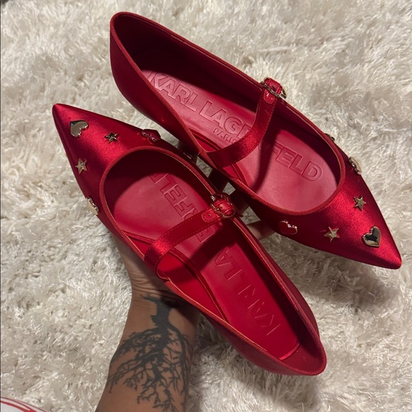 Karl Lagerfeld Veyda Pointed Toe Red Mary Jane - Picture 10 of 11